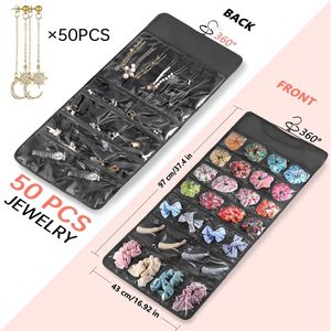 Hanging Jewelry Organizer 43 Pockets Double Sided Necklace Earring Storage <b>Holder</b> Black - Product Image 5