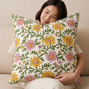 Soft Breathable Pure Cotton Printed Cushion Cover Stylish Decorative <b>Pillow</b> Case for Sofa Living Room Bedroom <b>Decor</b> - Product Image 1