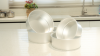 Ensemble de 7 moules à gâteau ronds en aluminium Lanren, moules à chiffon cake anodisés à fond amovible pour la pâtisserie domestique et commerciale