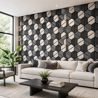 Panneaux muraux acoustiques en bois géométrique 3D écologiques en placage de bois MDF PET, panneaux décoratifs absorbants le son en fibre de polyester pour bureau