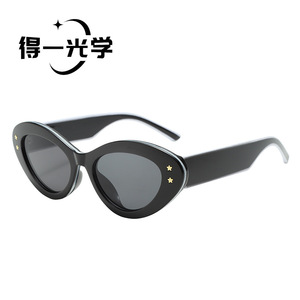 De Yi <b>Optics</b> Cat Eye Sunglasses For Women Pc Frame Uv400 Protection Star Decorations - Product Image 2