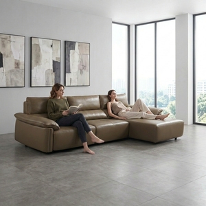 Canapé-<span class=keywords><strong>lit</strong></span> modulaire multifonctionnel rétractable en cuir avec télécommande électrique, style minimaliste <span class=keywords><strong>italien</strong></span>, pour salon - Product Image 3