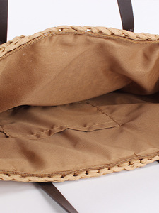 Bolso de Mujer Mori Photo de Gran Capacidad, Tejido con Cuerda de Papel, Cierre de Cremallera, Doble Asa de Hombro, Color Sólido, Tanjing - Product Image 4