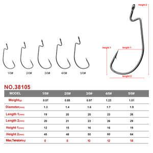 เบ็ดตกปลา <span class=keywords><strong>Super</strong></span> Strong 38105 Offset EWG <span class=keywords><strong>Worm</strong></span> Hooks แบบ Wide Gap Texas Rig สำหรับเหยื่อยางในน้ำเค็มหรือน้ำจืด เหมาะสำหรับตกปลาแบส - Product Image 3