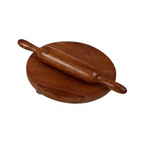 Tablero rodante de madera de color marrón y rodillo con Chakla Belan de la más alta calidad para el uso de fabricación de Roti - Product Image 1