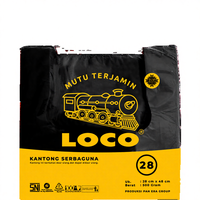 Bolsa de Camiseta Reutilizable LOCO de HDPE Negro 28x48 con Asa Tipo Chaleco, Resistente y Duradera para Uso en Supermercados y Protección de Empaques Diarios