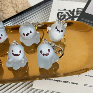Glow In Dark Ghost Keychain Plastic Resin Halloween Charm Backpack <b>Accessory</b> 3D Cute <b>Doll</b> Toy For Kids And Adults - Product Image 1