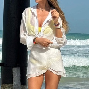 Nouvel ensemble 2 pièces décontracté pour femme : jupe et chemise de plage pour les vacances d'été - Product Image 5