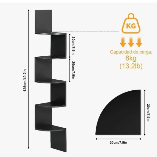 [Type B, Unlimited] Type B Black 5-Tier Corner Shelf