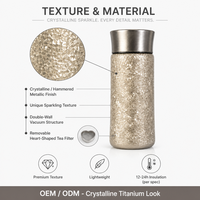 Bouteille de poche en titane pur 350 ml, isolée sous vide, double paroi, avec couvercle à vis et filtre à thé, pour voiture, garde au chaud, design élégant