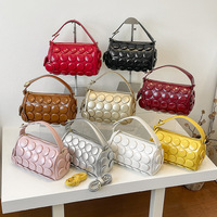 Sac Boston tendance à pois 3D pour femme, sac à bandoulière unique à texture bulle avec longue sangle, joli sac à main en cuir PU