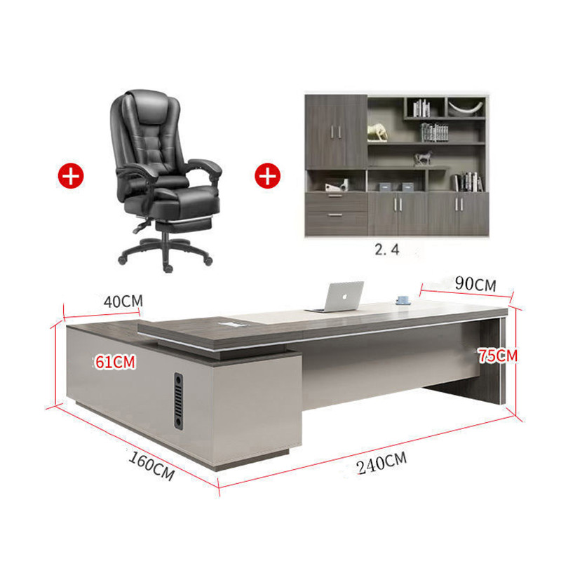 Prezzo all'ingrosso set di mobili per ufficio executive boss desk manager table scrivanie per computer da ufficio con sedia da ufficio e schedario