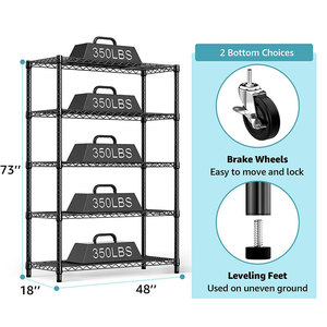 현대식 4단 헤비듀티 철제 메탈 메트로 오피스 차고 NSF 크롬 와이어 선반 - Product Image 5