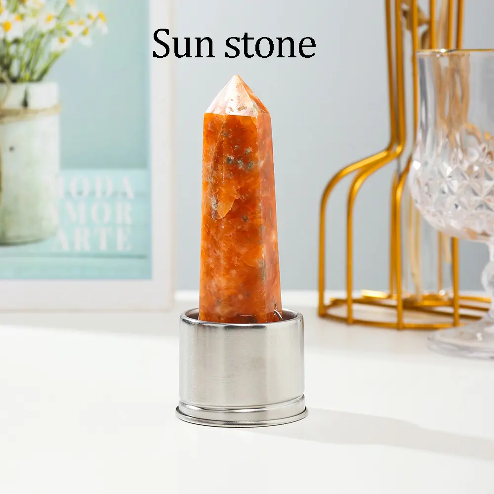 HOT SALE Replaceable healing crystal stone point withe bottom for crystal water bottle excluding bottles 