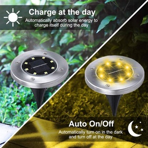 Lámpara Solar LED de Acero Inoxidable para Jardín, Patio o Camino, con 4, 8 o 16 LED - Product Image 4