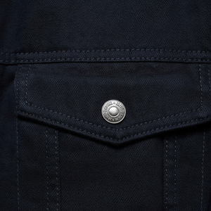 Veste en jean noir pour homme, vêtements d'extérieur classiques boutonnés, streetwear élégant, manteau coupe ajustée, vêtements de travail rétro durables, jean moderne - Product Image 1