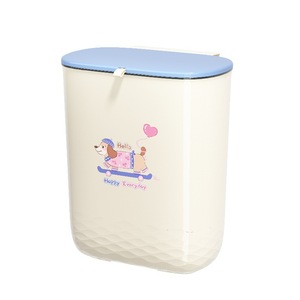 Wall Mounted Trash Can 10L Cream Color Flip Top Storage <b>Bin</b> For Kitchen <b>Bedroom</b> Home Use - Product Image 4