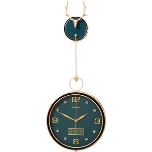 <b>Wall</b> <b>Clock</b> Orange Round Quartz <b>Silent</b> Home Decor With Perpetual Calendar - Product Image 5