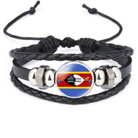 Bracelet tressé en fil ciré avec drapeau personnalisé d'Eswatini (Swaziland), cordon réglable, souvenir de la culture royale africaine
