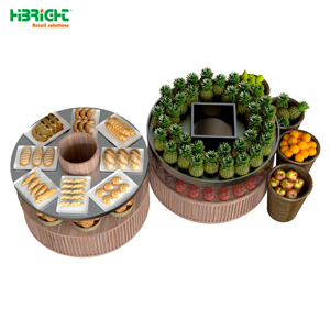 Nuevo diseño, tamaño de supermercado, pan personalizado, exhibición de verduras y frutas, estante de madera de doble capa - Product Image 5