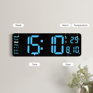 Horloge murale numérique grande taille avec télécommande, affichage LED, système d'alarme, température et humidité, montre <span class=keywords><strong>électronique</strong></span> intelligente - Product Image 3