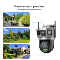 Caméra de sécurité Wistino WiFi PTZ multi-lentilles à trois écrans avec suivi automatique, vision nocturne couleur, caméra CCTV sans fil