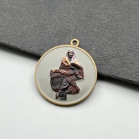 Pendentif circulaire en alliage de zinc plaqué or, étiquette métallique personnalisée avec portrait imprimé UV et résine époxy pour souvenir