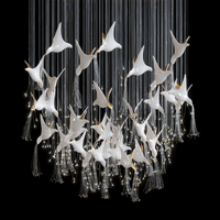 Lustres d'art de luxe en céramique, motif oiseau volant et colombe blanche, pour hall d'hôtel et escalier