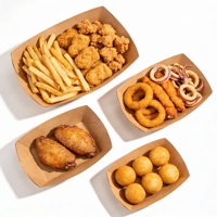 Plateau en papier kraft jetable en forme de bateau pour hot-dogs, frites, biscuits et snacks – Vente en gros