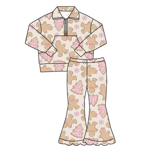 Novedad en Conjunto Navideño Personalizado para Niña con Diseño de Cremallera y <span class=keywords><strong>Pantalones</strong></span> Acampanados con Flecos - Product Image 4