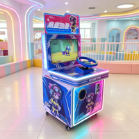 Machine de jeu d'arcade de course pour enfants à monnayeur, avec éclairage LED néon, pour aire de jeux intérieure, avec roues