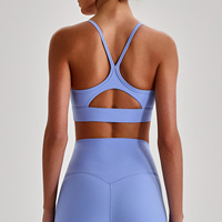 Soutien-gorge de sport à maintien élevé, dos croisé, col carré, sensation seconde peau, bretelles croisées, séchage rapide, respirant, en Spandex/Nylon, pour le yoga