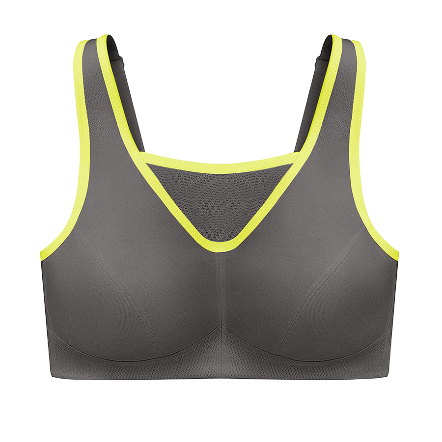 Women Eco-Friendly High Medium Support Sports Bra Padded Mesh Breathable Quick Dry Front Logo Yoga