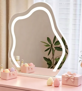 Heavenly <b>Mirror</b> <b>Irregular</b> Shape LED Makeup <b>Mirror</b> Touch Switch Plastic Frame Minimalist Design Freestanding Eco-friendly - Product Image 6