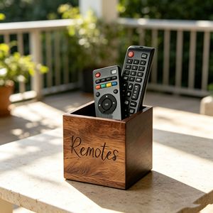 Caja de almacenamiento de madera para control remoto, organizador de escritorio cuadrado de madera maciza sin tapa para uso en el hogar y la oficina - Product Image 1