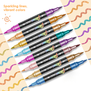 Pennarelli Acrilici Foska Non Tossici Multicolore, Set da 12 24 36 48 Pennarelli Glitter <span class=keywords><strong>a</strong></span> Doppia Punta per Disegno, per Bambini e Studenti - Product Image 5
