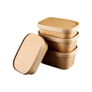 Boîte d'emballage en papier kraft brun biodégradable écologique personnalisée boîte à lunch jetable de qualité alimentaire fournitures de fête