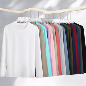 T-shirts à manches longues unisexes en coton peigné surdimensionné de 180 <span class=keywords><strong>grammes</strong></span>, noirs, avec logo personnalisé imprimé pour femmes et hommes - Product Image 4