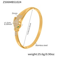 Bracelet élastique pour femme Medici, nouveau style, double tête de léopard, serpent, plaqué or 18 carats, acier inoxydable, diamant