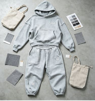 Ensemble survêtement et sweat à capuche en molleton français 100% coton, taille haute, fermeture éclair intégrale, avec étiquette personnalisée en strass, design personnalisé
