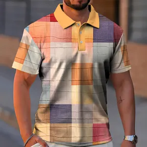 Fashion Vintage Polo Shirt Dazzling Plaid 3d Print T-Shirt New Summer Short Sleeve Clothing Men Custom Polo Shirt