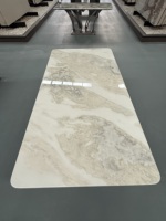 Table à manger moderne de luxe en marbre blanc Fendi, imperméable, pour appartement, hôtel, parc et villa - Meubles de salle à manger écologiques