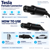 Komponen Soket Pengisian Daya EV 250V AC 60A Tahan Api PC Nylon untuk Perakitan Konektor Tesla Female