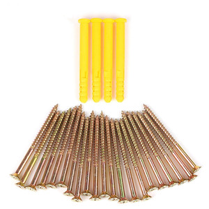 Chevilles murales en plastique jaune de 3/16'' avec vis en acier inoxydable, cheville en nylon pour tuyau, boulon d'ancrage, vis d'expansion en acier au carbone - Product Image 4