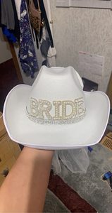Bachelorette Party Wedding Decoration Bridal Shower Engagement Party <strong>Bride</strong> <strong>Cowgirl</strong> <strong>Hat</strong> with Veil White Cowboy <strong>Hat</strong> - Product Image 2