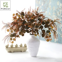 Hoogwaardige 72CM kunstmatige bordeauxrode eucalyptus fruit- en herfstbladeren takken voor bruiloft, bloemstukken en afstudeerarrangementen