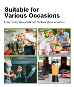 Licuadora Personal de 20oz Libre de BPA, Tapa Antiderrames, Recargable por USB, Mini Licuadora Portátil para Frutas, Batidos, Cuchilla de Acero Inoxidable, Certificación CE - Product Image 4