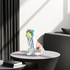 <span class=keywords><strong>Statue</strong></span> de chien <span class=keywords><strong>bouledogue</strong></span> <span class=keywords><strong>anglais</strong></span> en résine de conception artistique personnalisée, hauteur 7.4 pouces résine avec gouttes de peinture décoration extérieure - Product Image 3