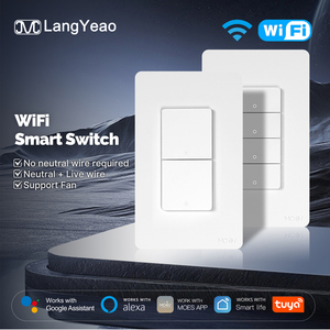 Interruptor de <span class=keywords><strong>Luz</strong></span> Inteligente WiFi LangYeao 8A, Estándar Estadounidense, Sin Cable Neutro/Cable Neutro Opcional, Vidrio Templado, Compatible con <span class=keywords><strong>Alexa</strong></span> y Google Home - Product Image 1