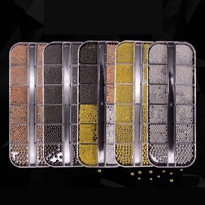 12 Grilles de Breloques pour Ongles en Alliage Métallique Mixte Or Argent Noir, Mini Perles Caviar 3D, Fournitures de Décoration pour Nail Art - Product Image 1